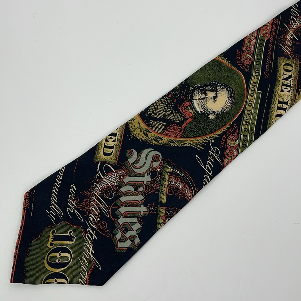 Vtg Huntington Old Money Silk Tie Americana Series / USA Made / 3.75 in wide